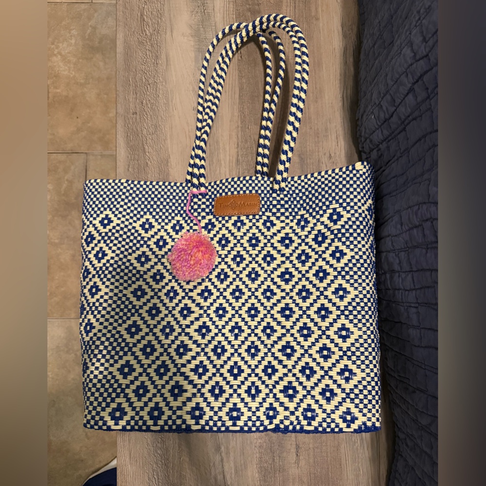 Blue and Cream Tote Bag